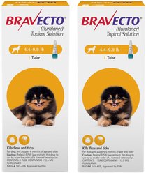 Bravecto Topical Solution for Dogs, 4.4-9.9 lbs, (Yellow Box), 2 Doses (24-wks. supply)