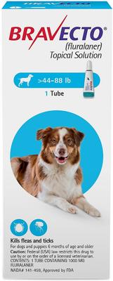 Bravecto Topical Solution for Dogs, 44-88 lbs, (Blue Box)
