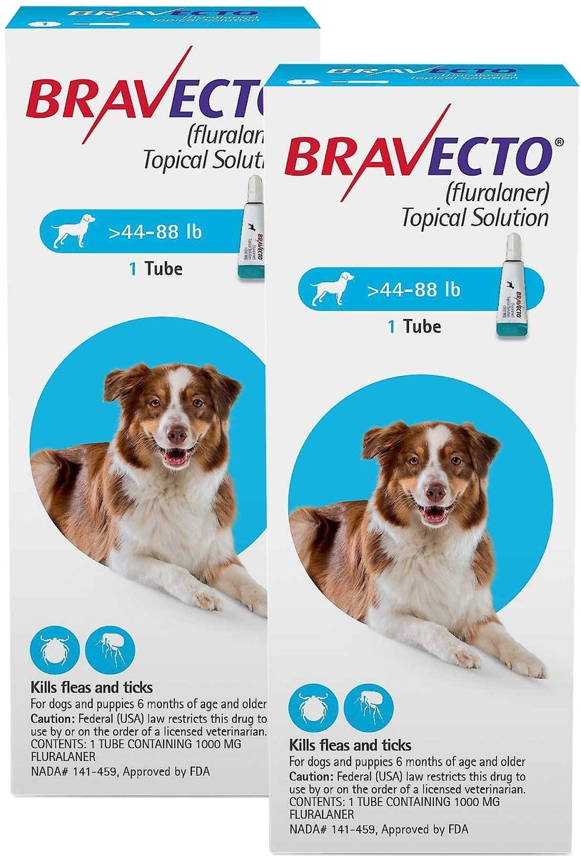 BRAVECTO Topical Solution for Dogs, 44-88 lbs, (Blue Box) Easy
