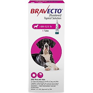 Bravecto Topical Solution for Dogs, 88-123 lbs, (Pink Box), 1 Dose (12-wks. supply)