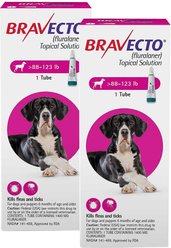 Bravecto Topical Solution for Dogs, 88-123 lbs, (Pink Box), 2 Doses (24-wks. supply)