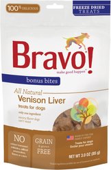 Bravo! Bonus Bites Venison Liver Freeze-Dried Dog Treats, 3-oz bag slide 1 of 8