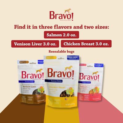 Show full view: Bravo! Bonus Bites Venison Liver Freeze-Dried Dog Treats, 3-oz bag slide 9 of 11