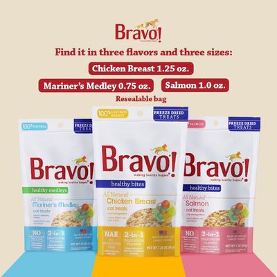 Show full view: Bravo! Healthy Bites Chicken Breast Freeze-Dried Cat Treats, 1.25-oz bag slide 9 of 11