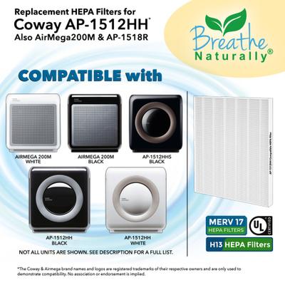 Show full view: Breathe Naturally HEPA & Carbon Replacement Filters for Coway AP-1512HH Series Air Purifiers, 5 count  slide 4 of 6