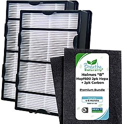 Breathe Naturally HEPA & Carbon Replacement Filters for Holmes HAPF600 Series Air Purifiers, 2 count Hepa & 2 count Filters