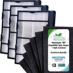 Breathe Naturally HEPA & Carbon Replacement Filters for Holmes HAPF600 Series Air Purifiers, 4 count Hepa & 6 count Filters