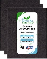 Breathe Naturally Replacement Carbon Prefilters for Fellowes AP-300PH Series Air Purifiers, 3 count