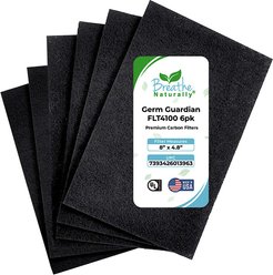 Breathe Naturally Replacement Carbon Prefilters for Germ Guardian FLT4100 Series Air Purifiers, 6 count