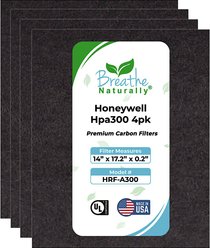 Breathe Naturally Replacement Carbon Prefilters for Honeywell HPA300 Series Air Purifiers, 4 count