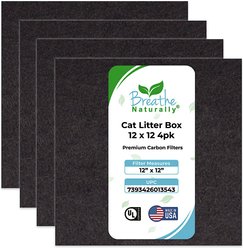 Breathe Naturally Replacement Cat Litter Box Carbon Filter, 4 count