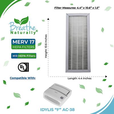 Show full view: Breathe Naturally Replacement HEPA Filter for Idylis "F" AC-38 Series Air Purifiers, 1 count slide 2 of 2