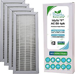 Breathe Naturally Replacement HEPA Filter for Idylis "F" AC-38 Series Air Purifiers, 4 count