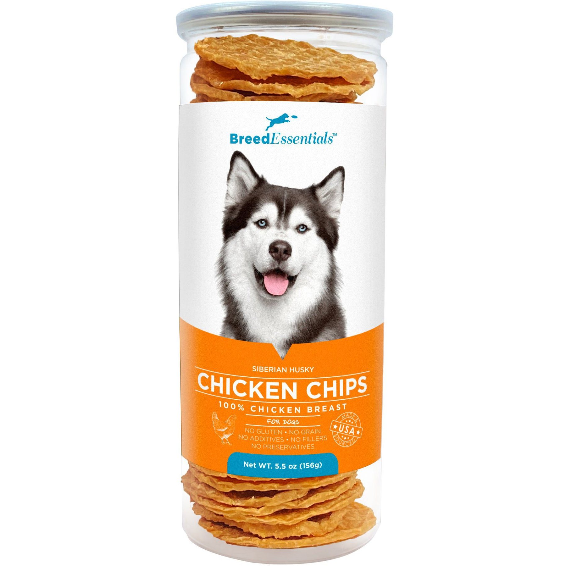 Breed Essentials Siberian Husky Chicken Chips Grain-Free Dog Treats, 5.5-oz can