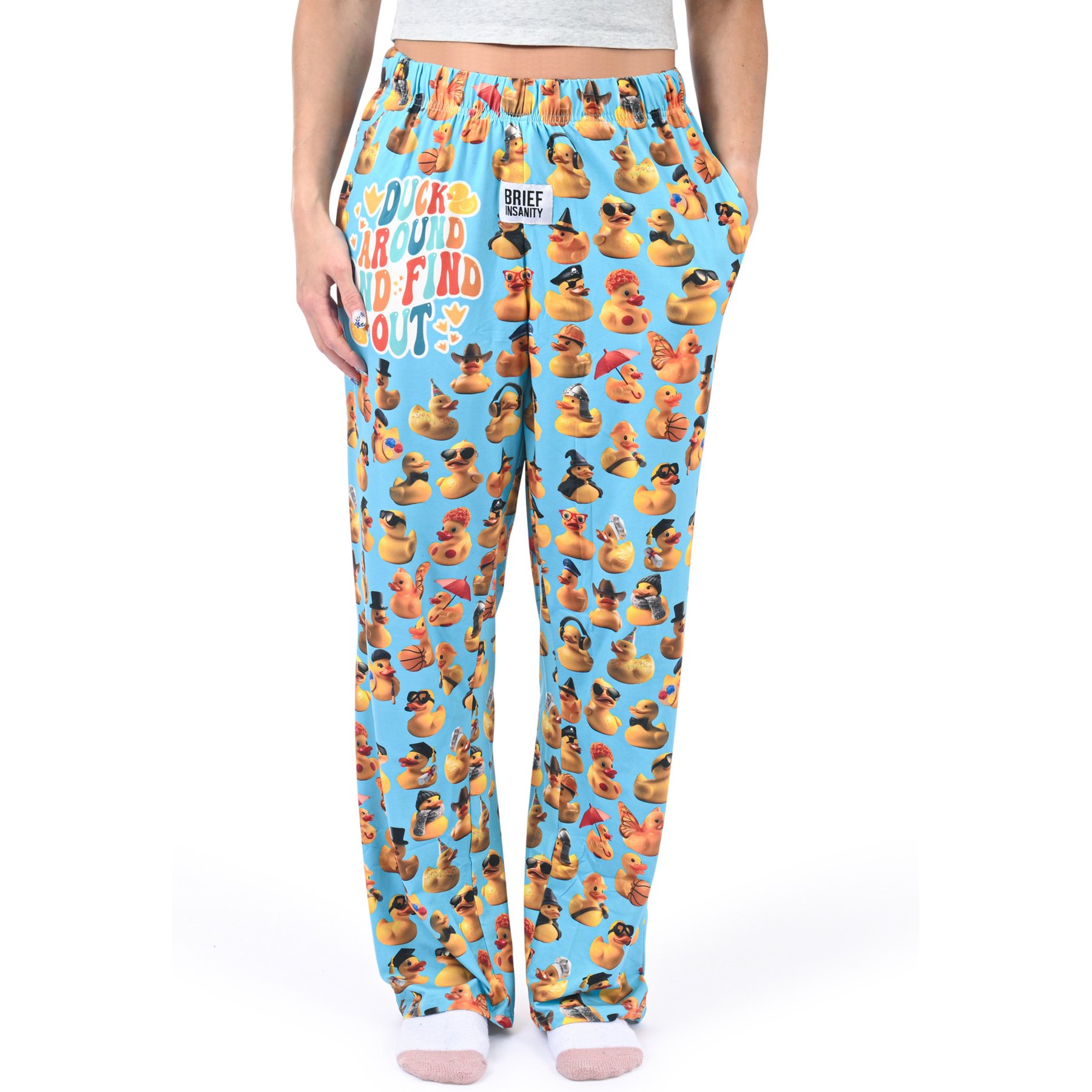 Brief Insanity Duck Around Lounge Pajama Pants, Teal, Medium