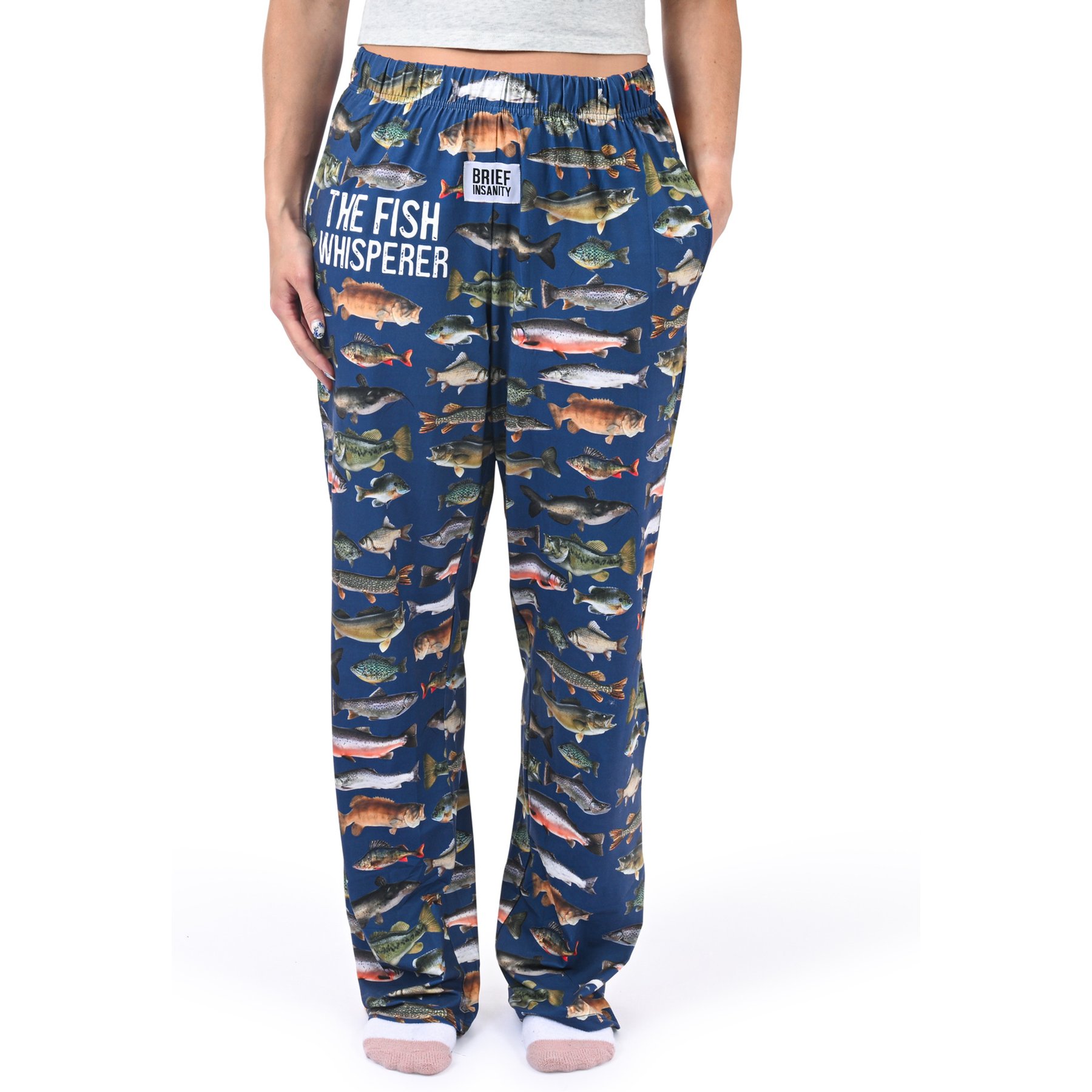 Brief Insanity Fish Whisperer Lounge Pajama Pants, Blue, Large