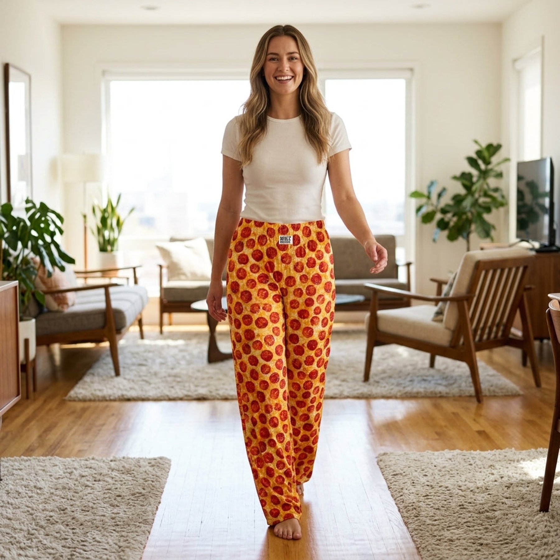 Brief Insanity Pepperoni Lounge Pajama Pants, Red, X-Large