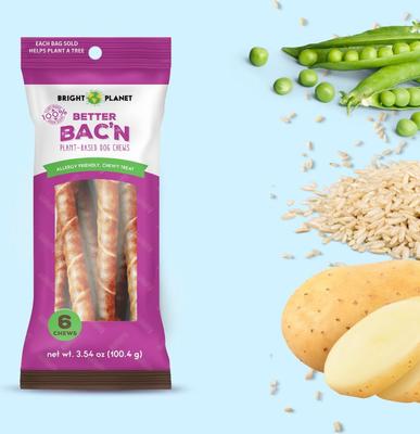 Show full view: Bright Planet Pet Better Bac'n Plant-Based Bacon Flavor Dog Chews, 6 count slide 4 of 7