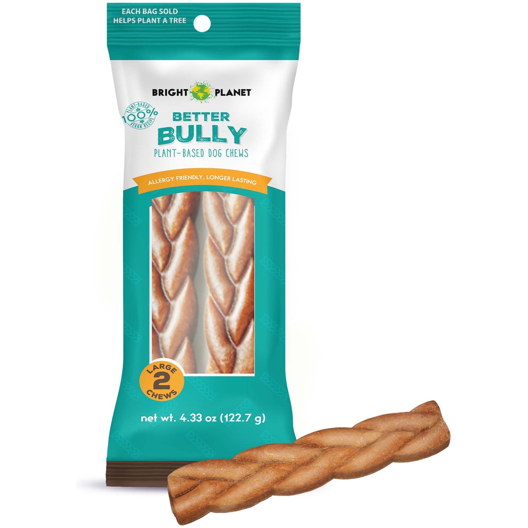 Bright Planet Pet Better Bully Beef Flavor Plant-Based Dog Chews, Large, 2 count