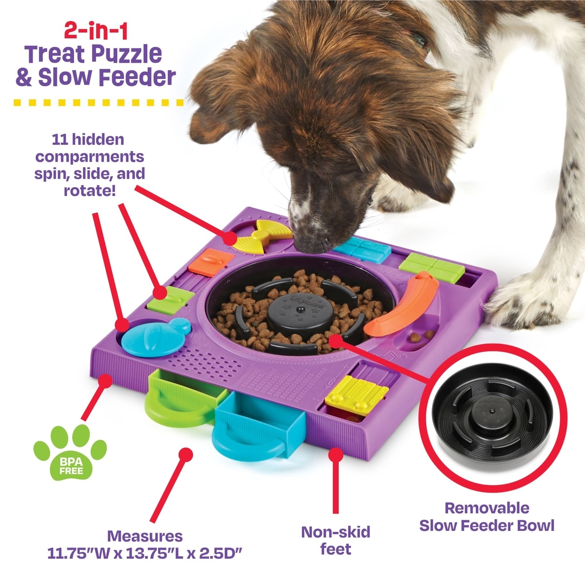 BRIGHTKINS DJ Doggo Puzzle Feeder Dog Toy - Chewy.com