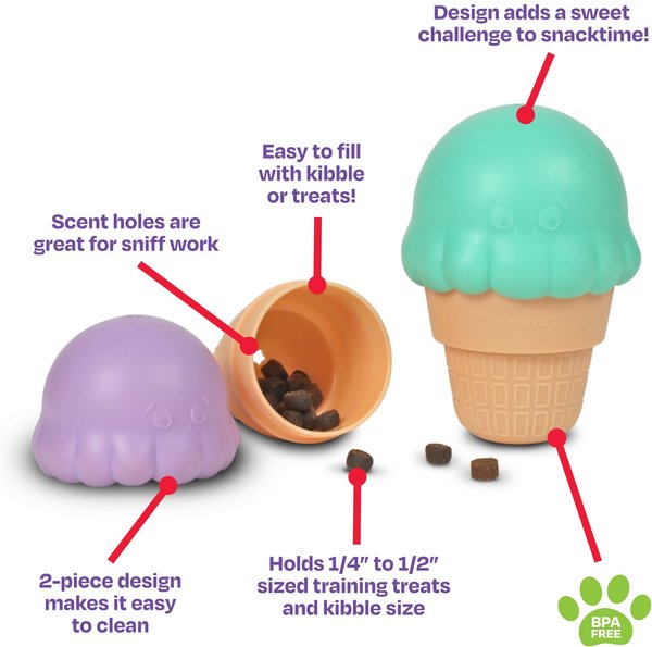 Brightkins Small Ice Cream Treat Dispenser Dog Toy