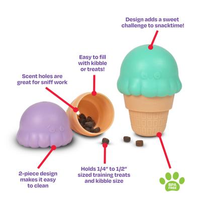 Show full view: Brightkins Small Ice Cream Treat Dispenser Dog Toy slide 2 of 9