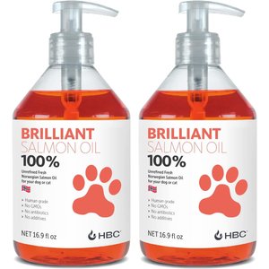 Brilliant Salmon Oil Skin & Coat Supplement for Dogs, 500-ml bottle, case of 2