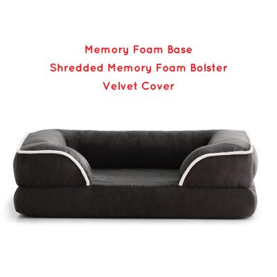 Show full view: Brindle Orthopedic Bolster Dog & Cat Bed with Removable Cover, Charcoal/White, Medium slide 3 of 10