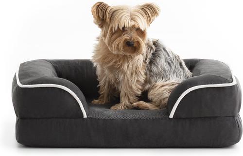 Show full view: Brindle Orthopedic Bolster Dog & Cat Bed with Removable Cover, Charcoal/White, Medium slide 8 of 10