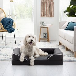 Brindle Orthopedic Bolster Dog & Cat Bed with Removable Cover, Charcoal/White, X-Large