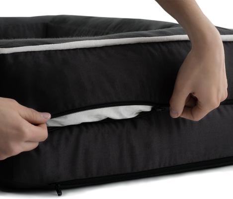 Show full view: Brindle Orthopedic Bolster Dog & Cat Bed with Removable Cover, Charcoal/White, X-Large slide 5 of 10