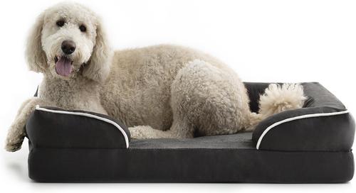Show full view: Brindle Orthopedic Bolster Dog & Cat Bed with Removable Cover, Charcoal/White, X-Large slide 8 of 10