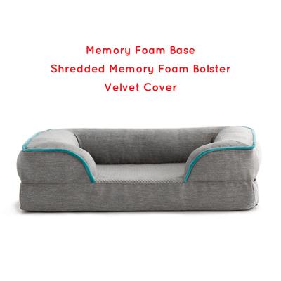 Show full view: Brindle Orthopedic Bolster Dog & Cat Bed with Removable Cover, Dove Gray/Blue, X-Large slide 2 of 9