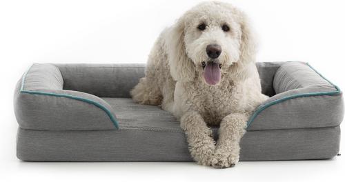 Show full view: Brindle Orthopedic Bolster Dog & Cat Bed with Removable Cover, Dove Gray/Blue, X-Large slide 7 of 9