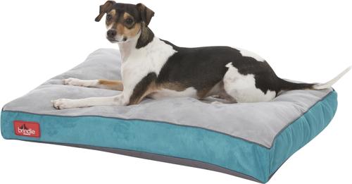 Show full view: Brindle Soft Orthopedic Pillow Cat & Dog Bed with Removable Cover, Teal, 28 x 18 in slide 4 of 9