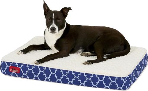Show full view: Brindle Waterproof Orthopedic Pillow Cat & Dog Bed with Removable Cover, Navy Trellis, Medium slide 4 of 7