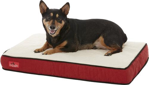 Show full view: Brindle Waterproof Orthopedic Pillow Cat & Dog Bed with Removable Cover, Red Sherpa, Medium slide 4 of 8
