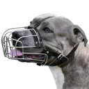 BRONZEDOG Adjustable Leather Strap Basket Muzzle for Large Dogs, Steel