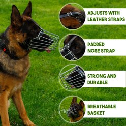 BRONZEDOG Adjustable Metal Basket Muzzle for Large Dogs, Steel, Medium slide 2 of 5