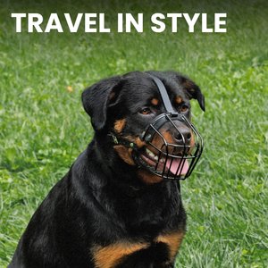 BRONZEDOG Adjustable Metal Wire Basket Muzzle for Large Dogs, Black, Large