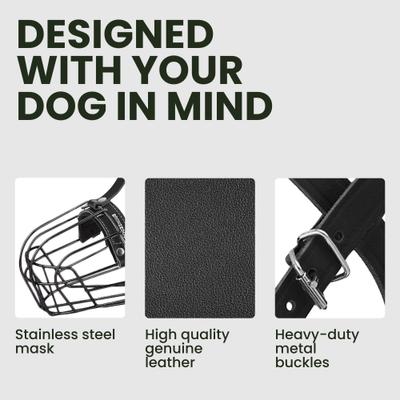 Show full view: BRONZEDOG Adjustable Metal Wire Basket Muzzle for Large Dogs, Black, Large slide 3 of 7