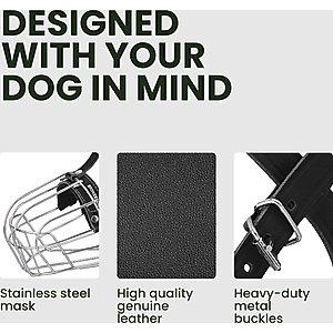 BRONZEDOG Alabai & Maremma Metal Wire Basket Dog Muzzle, Steel, Large