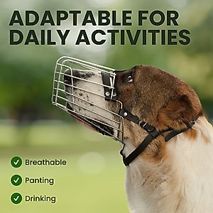 BRONZEDOG Alabai & Maremma Metal Wire Basket Dog Muzzle, Steel, Large