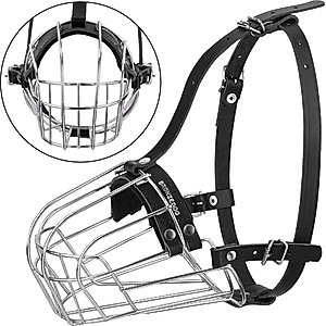 BRONZEDOG Metal Mask Muzzle for Large Dogs, Steel