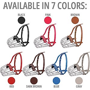 BRONZEDOG Pitbull Breathable Metal Basket Dog Muzzle, Large, Pink