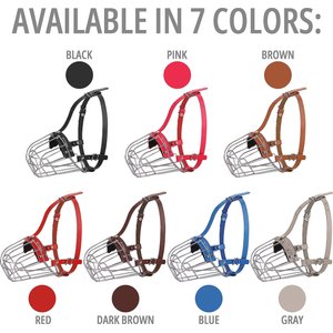 BRONZEDOG Pitbull Breathable Metal Basket Dog Muzzle, Large, Red