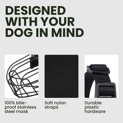 Show full view: BRONZEDOG Pitbull Breathable Metal Basket Nylon Dog Muzzle, Large, Brown slide 3 of 7