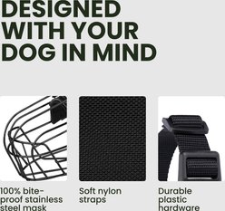 BRONZEDOG Pitbull Breathable Metal Basket Nylon Dog Muzzle, Large, Military Green slide 2 of 6