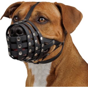 CollarDirect Leather Basket Dog Muzzle for Pitbull