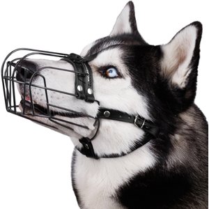 BRONZEDOG PVC & Wire Basket Dog Muzzle for Medium Large Dogs, Black, Size 3